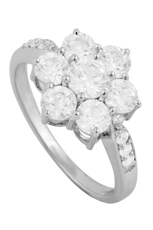 Floral Pattern Stone Encrusted Ring 