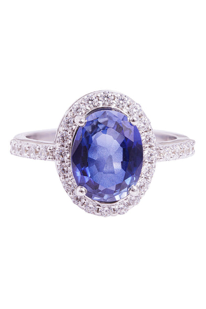 Cubic Zirconia & Blue Stone Ring 