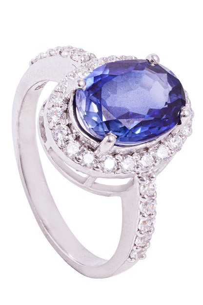 Cubic Zirconia & Blue Stone Ring 