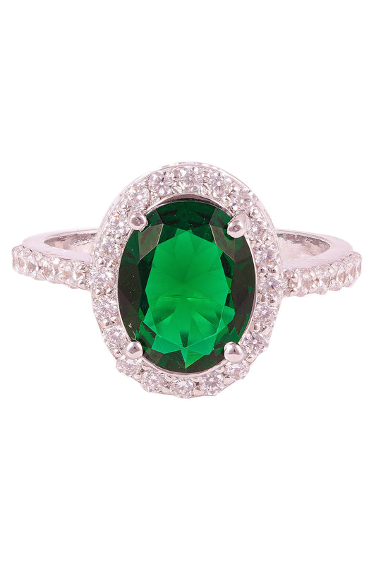 Green Stone Cubic Zirconia Ring 