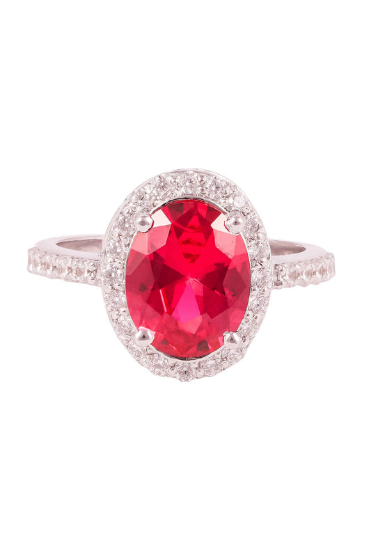 Red Cubic Zirconia Halo Ring 