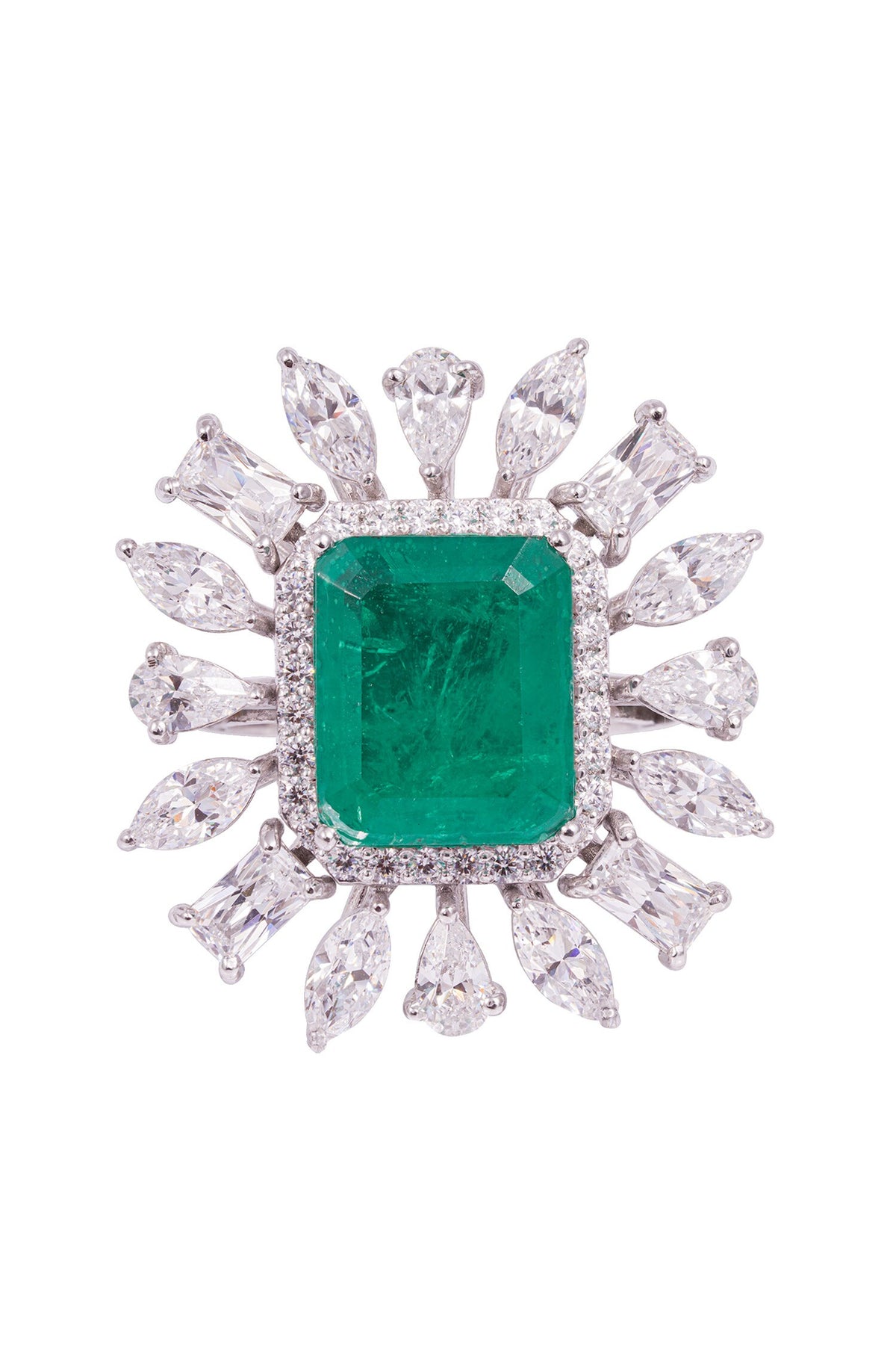 Faux Emerald Doublet Stone Ring 