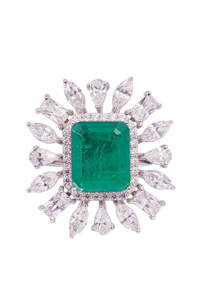 Faux Emerald Doublet Stone Ring 