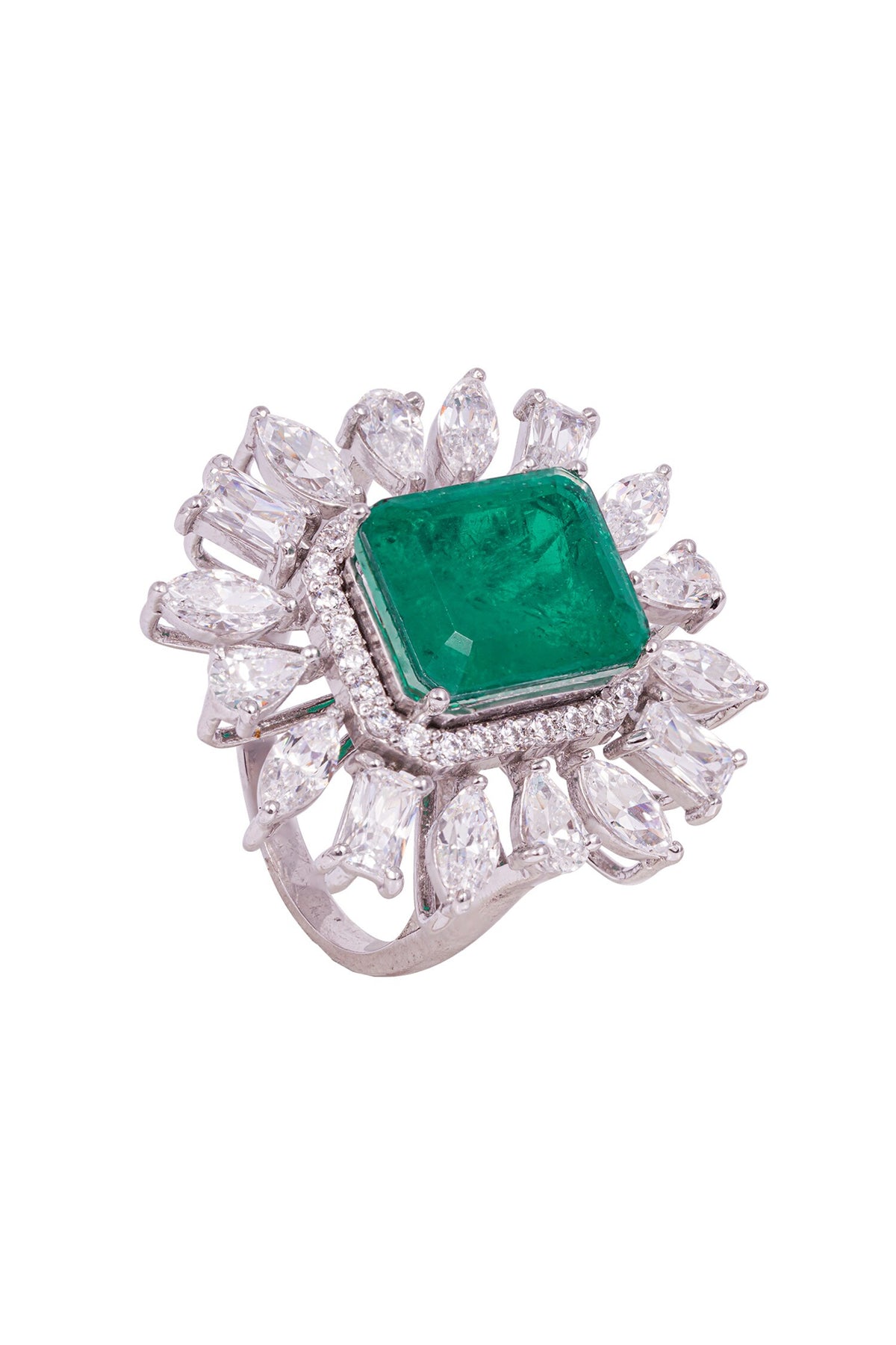 Faux Emerald Doublet Stone Ring 