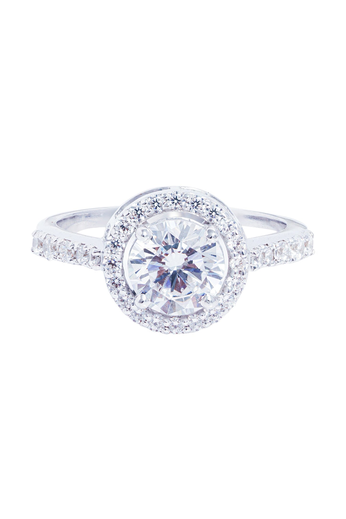 Round Halo Solitaire Ring 
