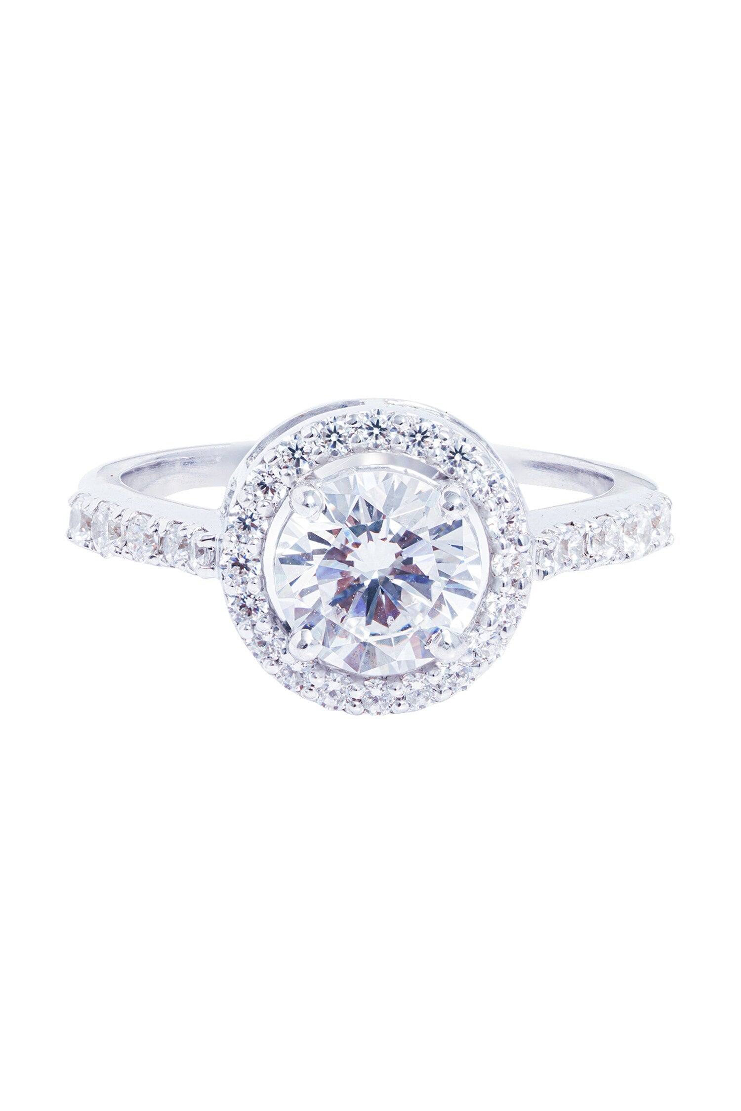Round Halo Solitaire Ring 