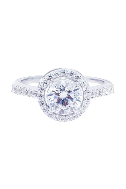 Round Halo Solitaire Ring 