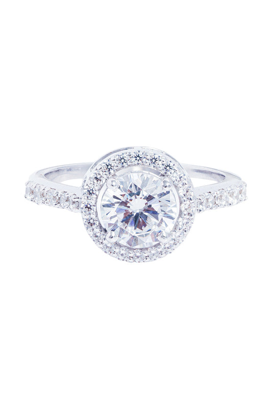 Round Halo Solitaire Ring 