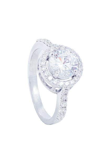Round Halo Solitaire Ring 