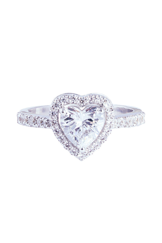 Heart Halo Solitaire Ring 