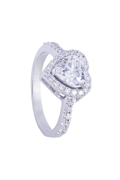 Heart Halo Solitaire Ring 