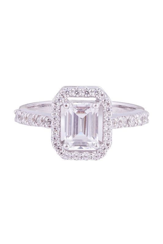 Emerald Cut Halo Ring 