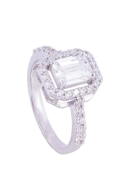 Emerald Cut Halo Ring 