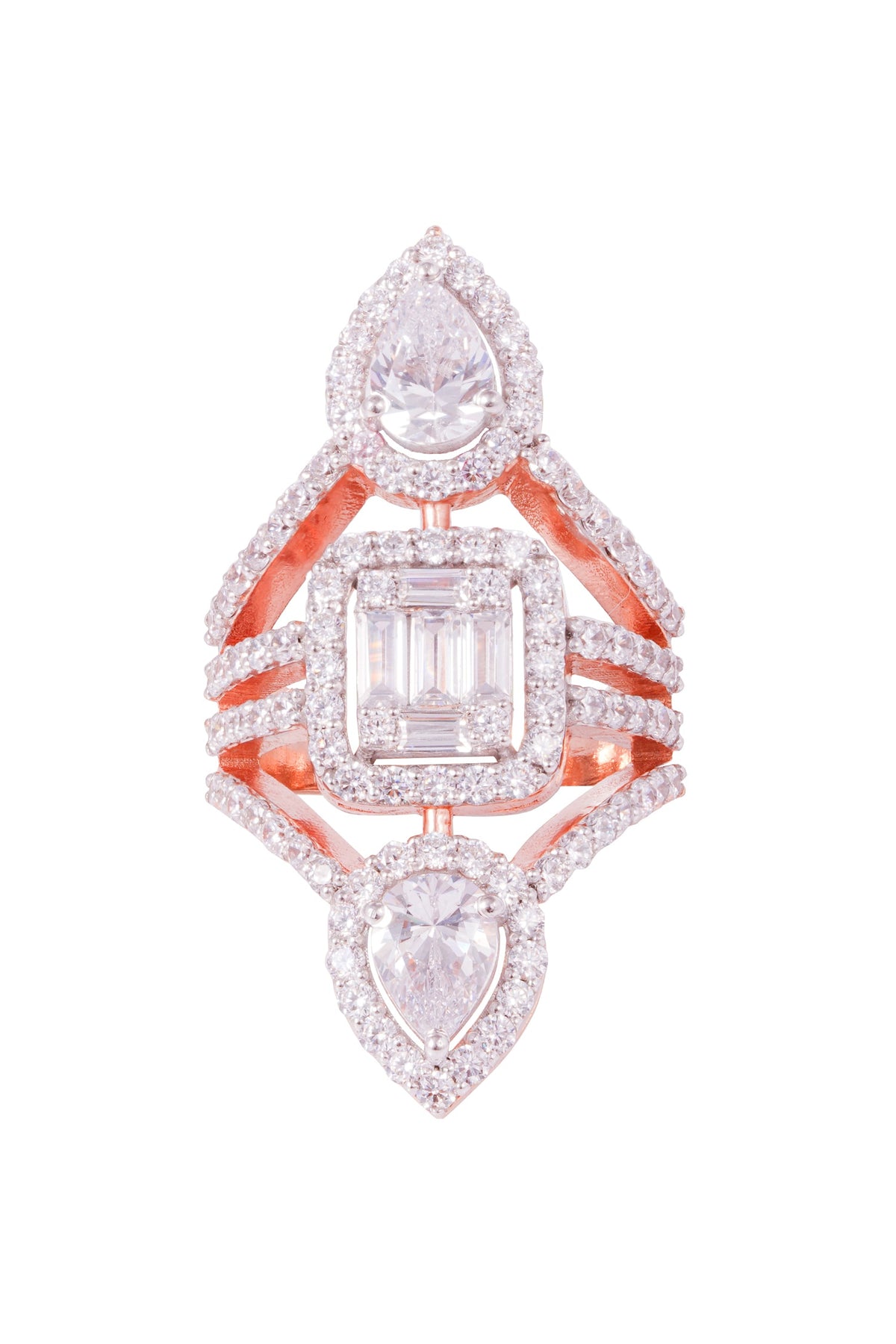 Geometric & Pear Shaped Embellished Ring 