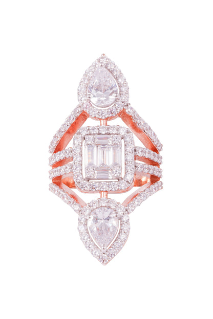 Geometric & Pear Shaped Embellished Ring 