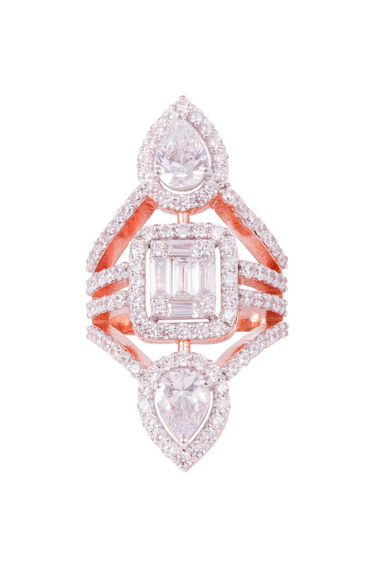 Geometric & Pear Shaped Embellished Ring 