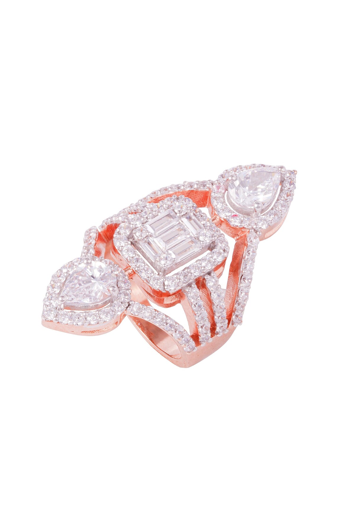 Geometric & Pear Shaped Embellished Ring 