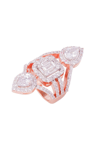 Geometric & Pear Shaped Embellished Ring 