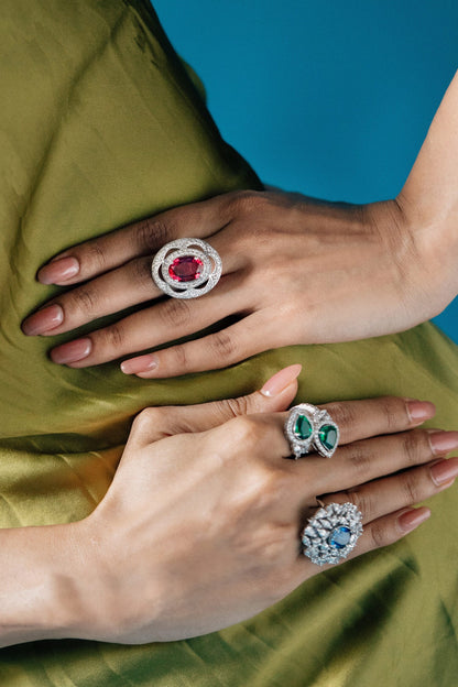Geometric & Scalloped Embellished Ring 