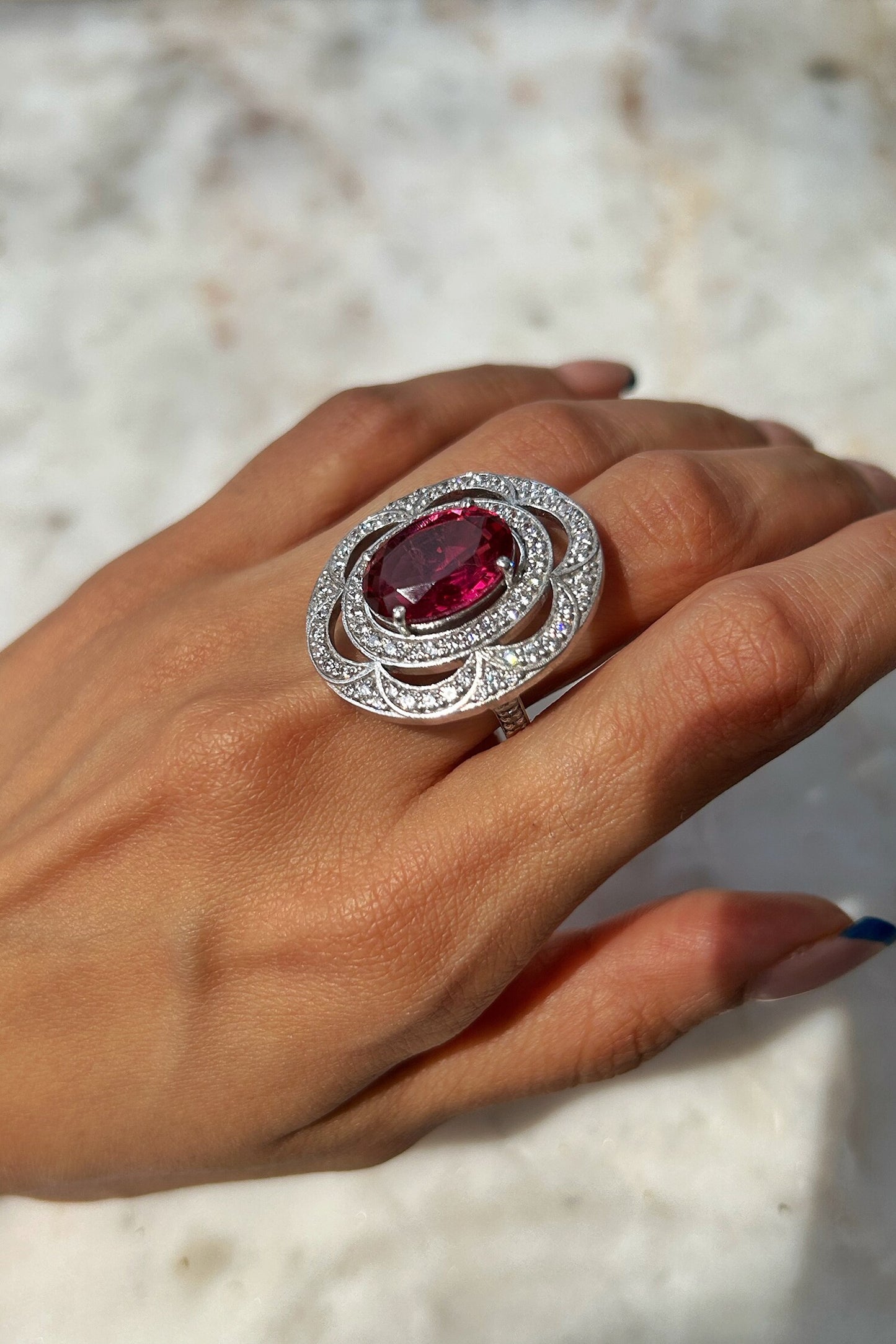 Geometric & Scalloped Embellished Ring 