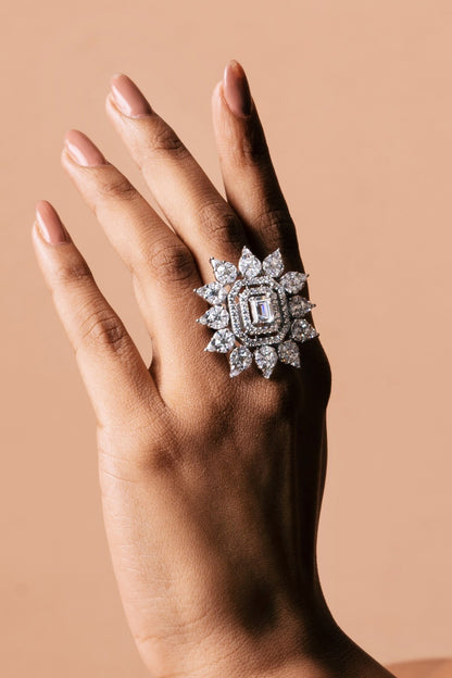 Octagon Shaped Embellished Ring 