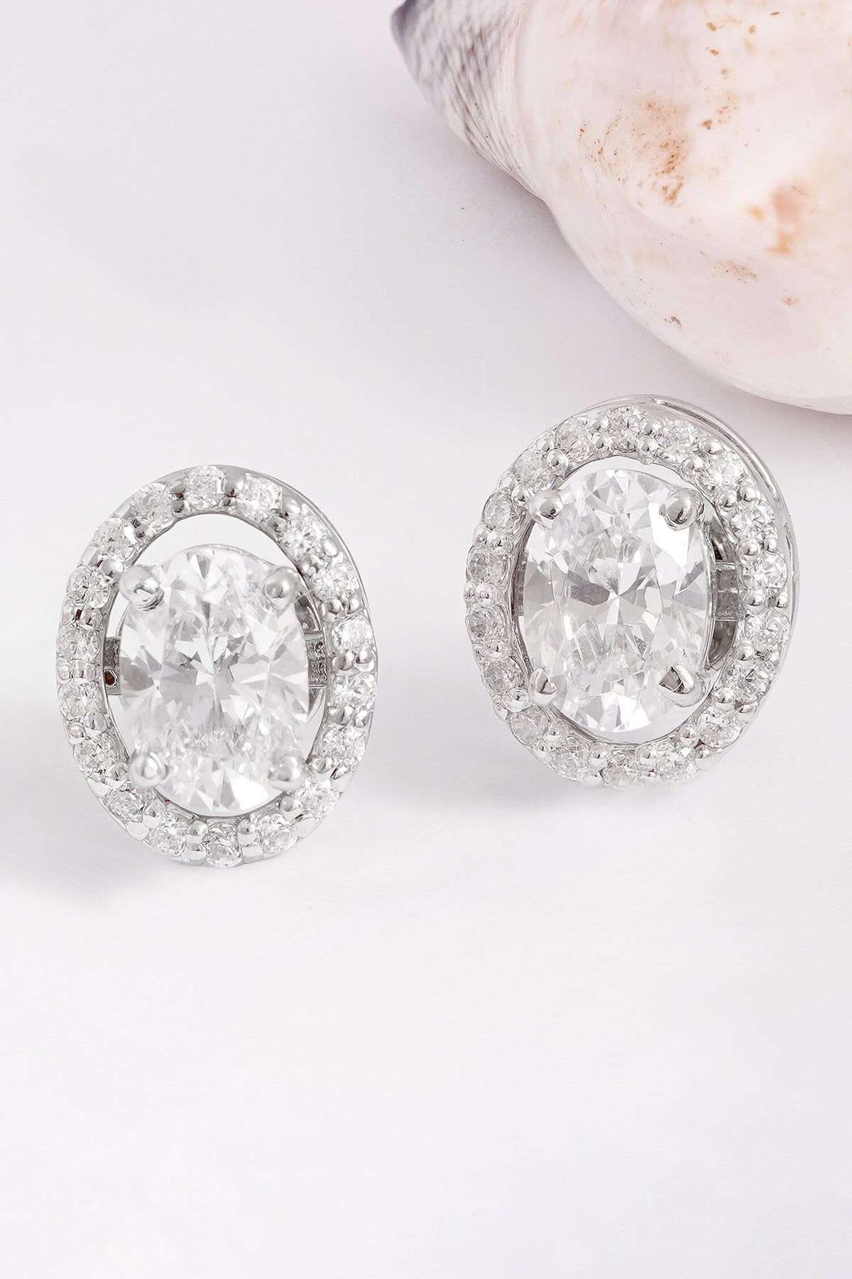 Oblong Shaped Stud Earrings 