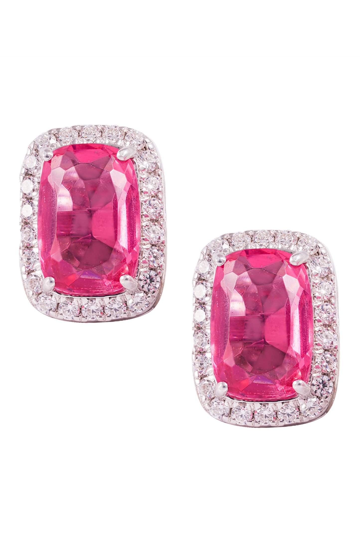 Rectangle Shaped Embellished Stud Earrings 