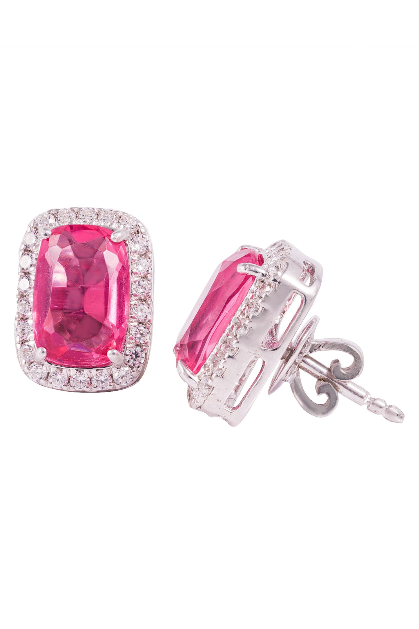 Rectangle Shaped Embellished Stud Earrings 