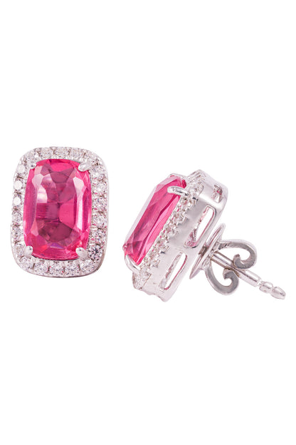 Rectangle Shaped Embellished Stud Earrings 
