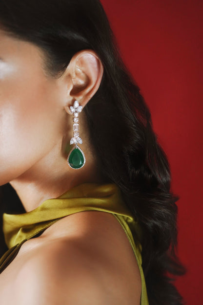 Tear Drop Embellished Long Earrings 