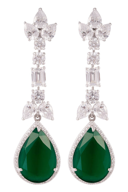 Tear Drop Embellished Long Earrings 