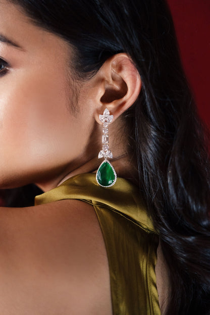Tear Drop Embellished Long Earrings 