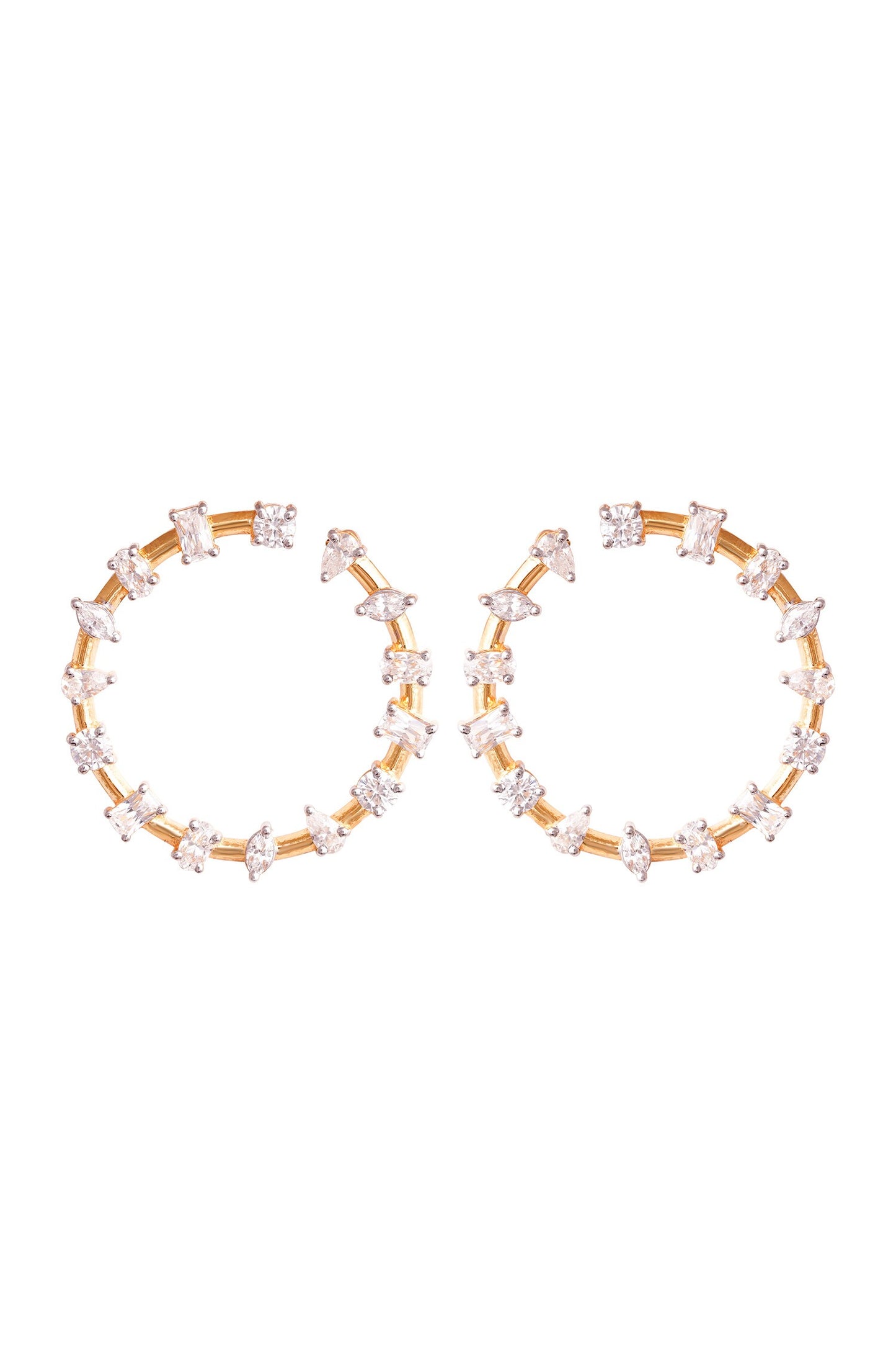 Geometric Cut Work Hoop Earrings 