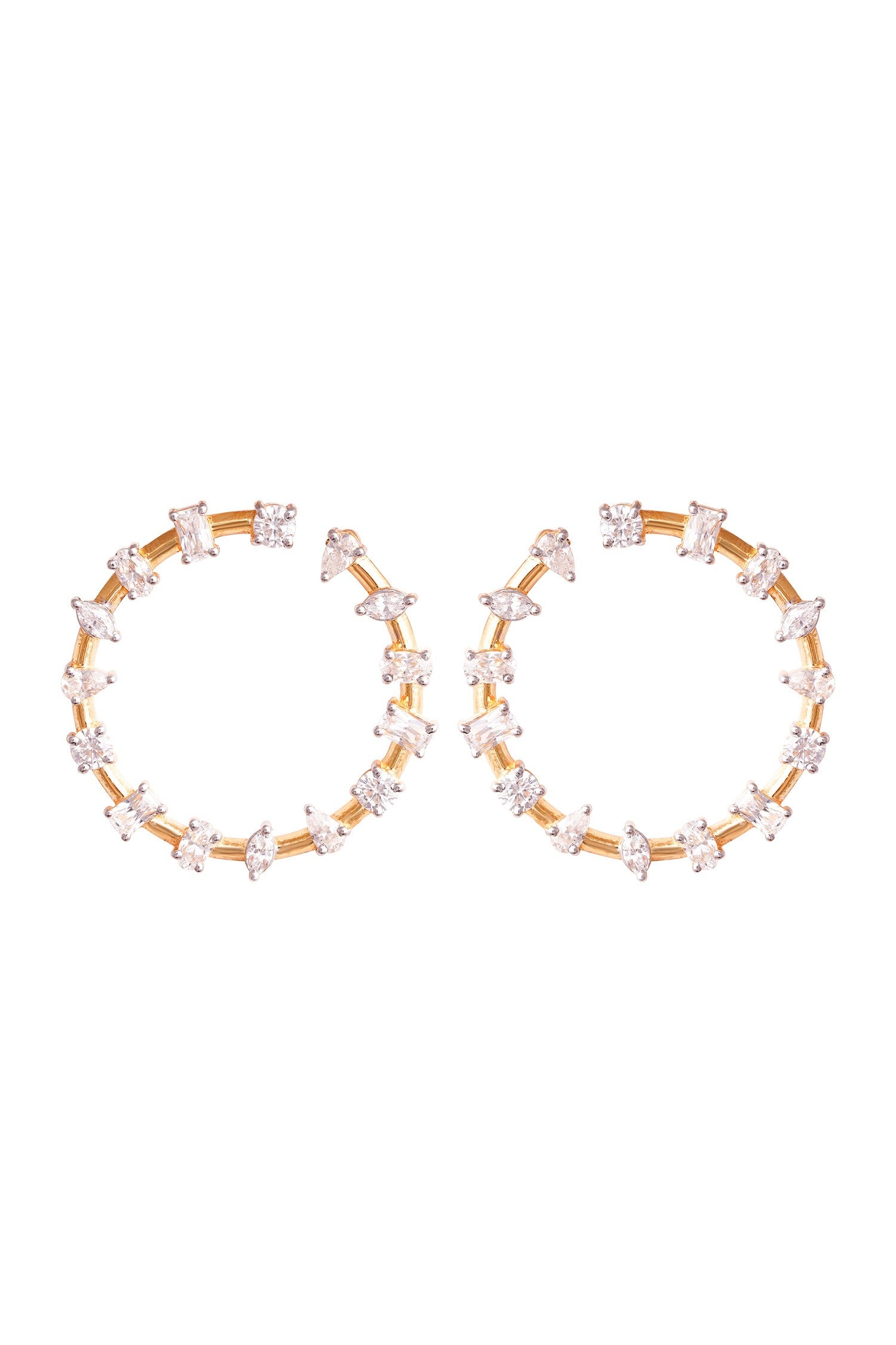 Geometric Cut Work Hoop Earrings 