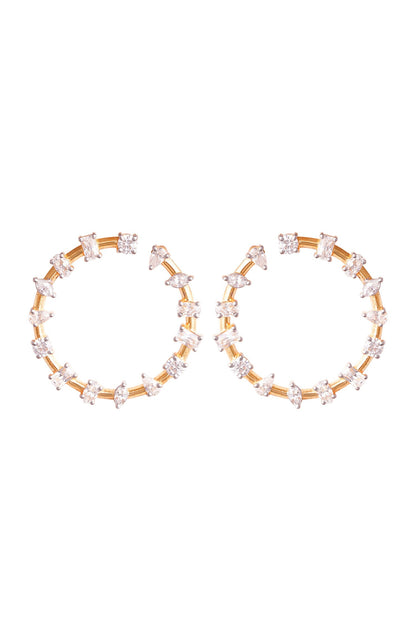 Geometric Cut Work Hoop Earrings 