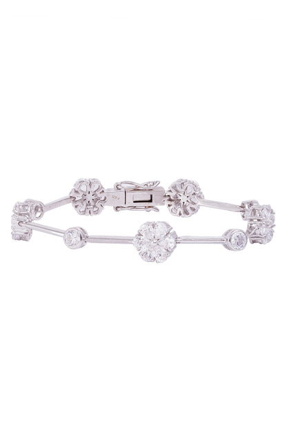 Floral Cubic Zirconia Encrusted Bracelet 