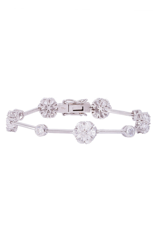Floral Cubic Zirconia Encrusted Bracelet 