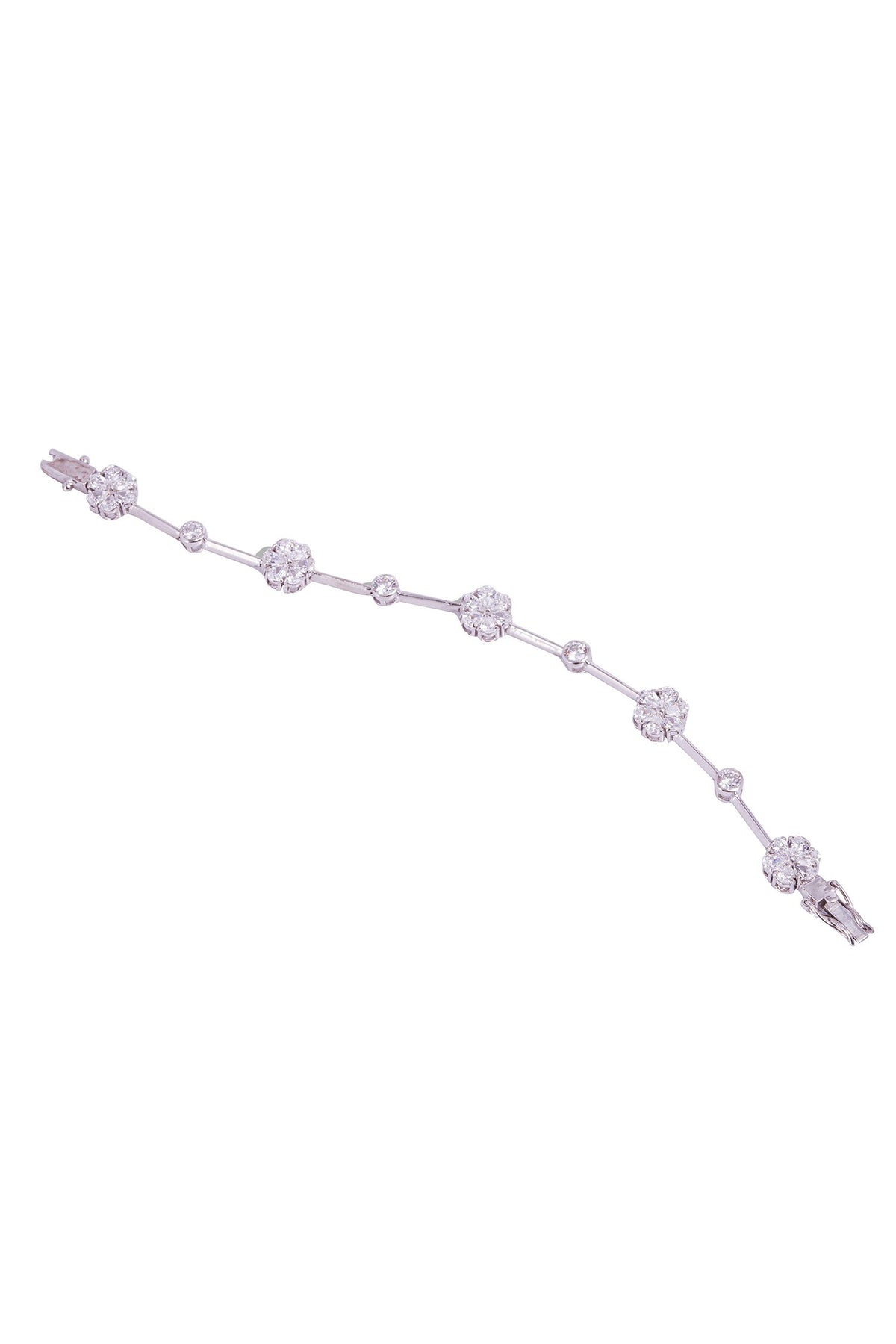 Floral Cubic Zirconia Encrusted Bracelet 