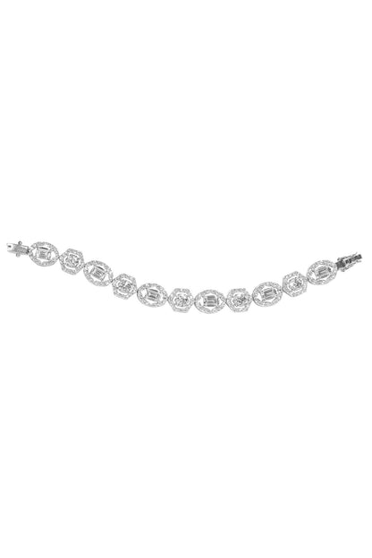 Cubic Zirconia Encrusted Silver Bracelet 