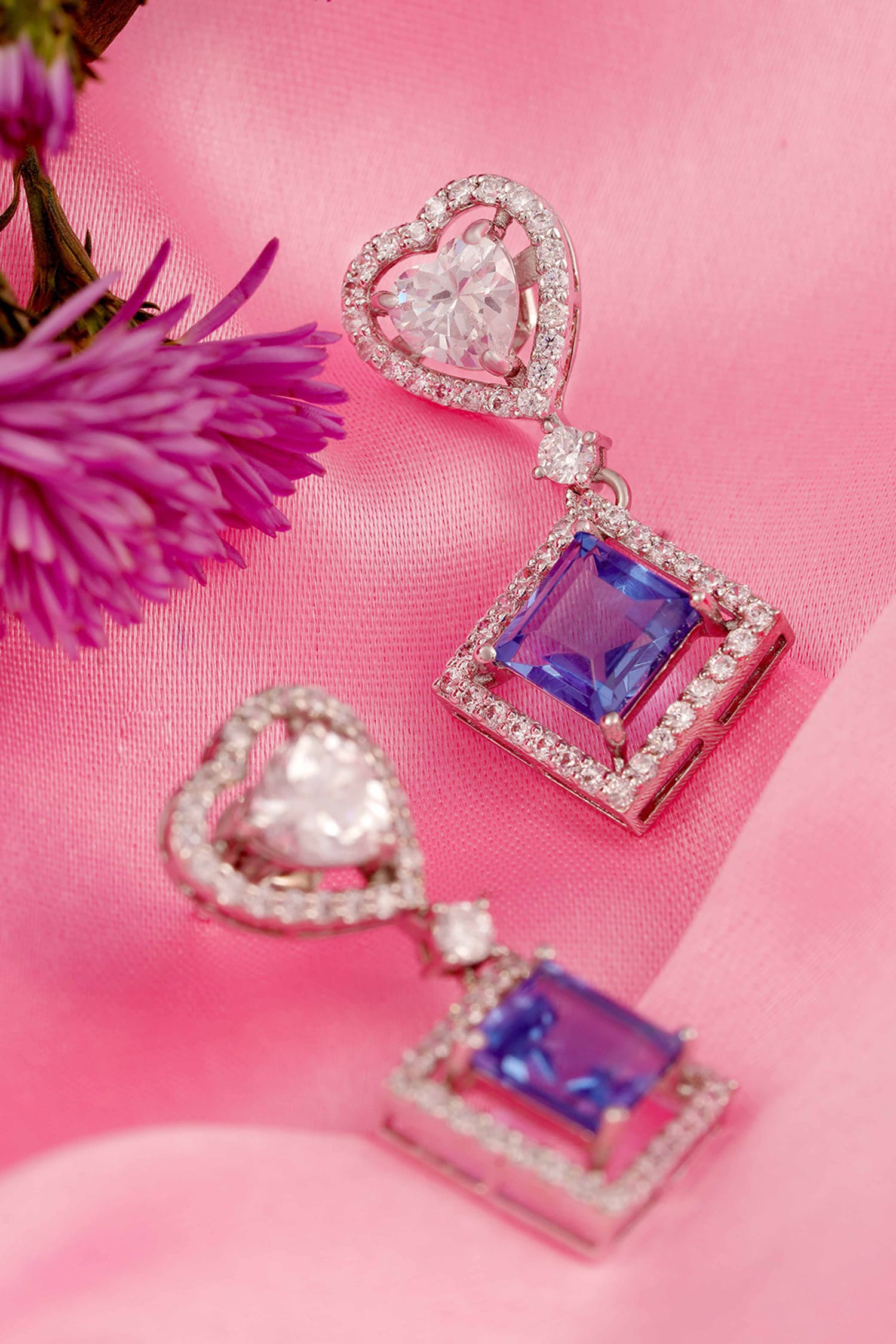 Heart Stone Drop Earrings 