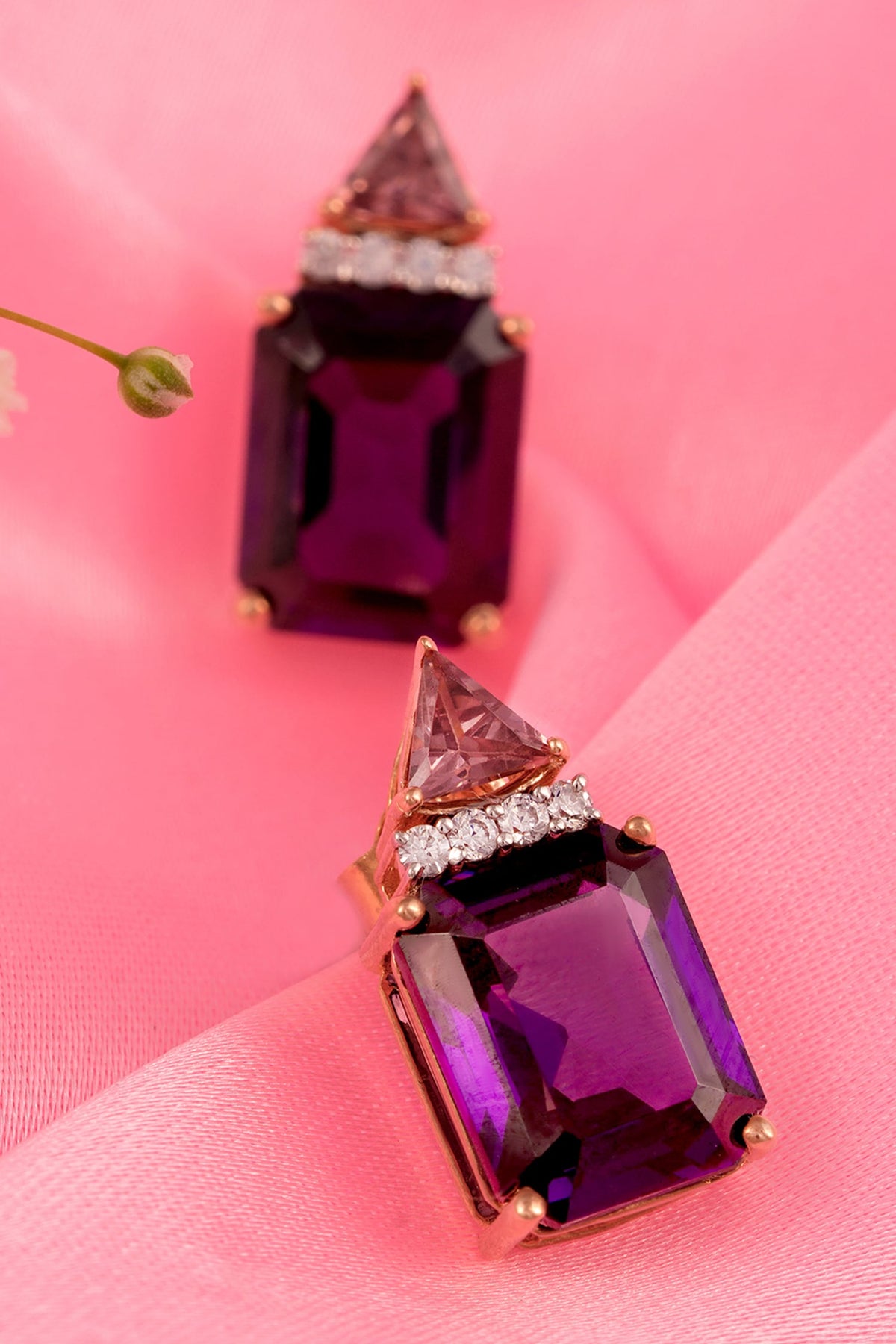 Prism Gemstone Embellished Stud Earrings 
