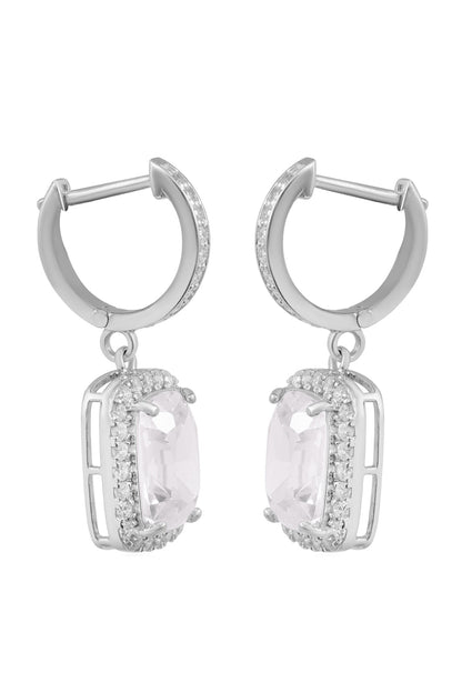 White Rhodium Plated Drop Earrings 