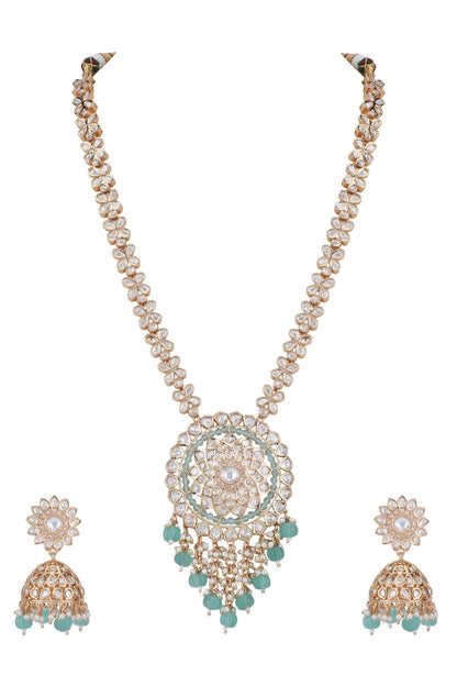 Floral Shaped Long Pendant Necklace Set 