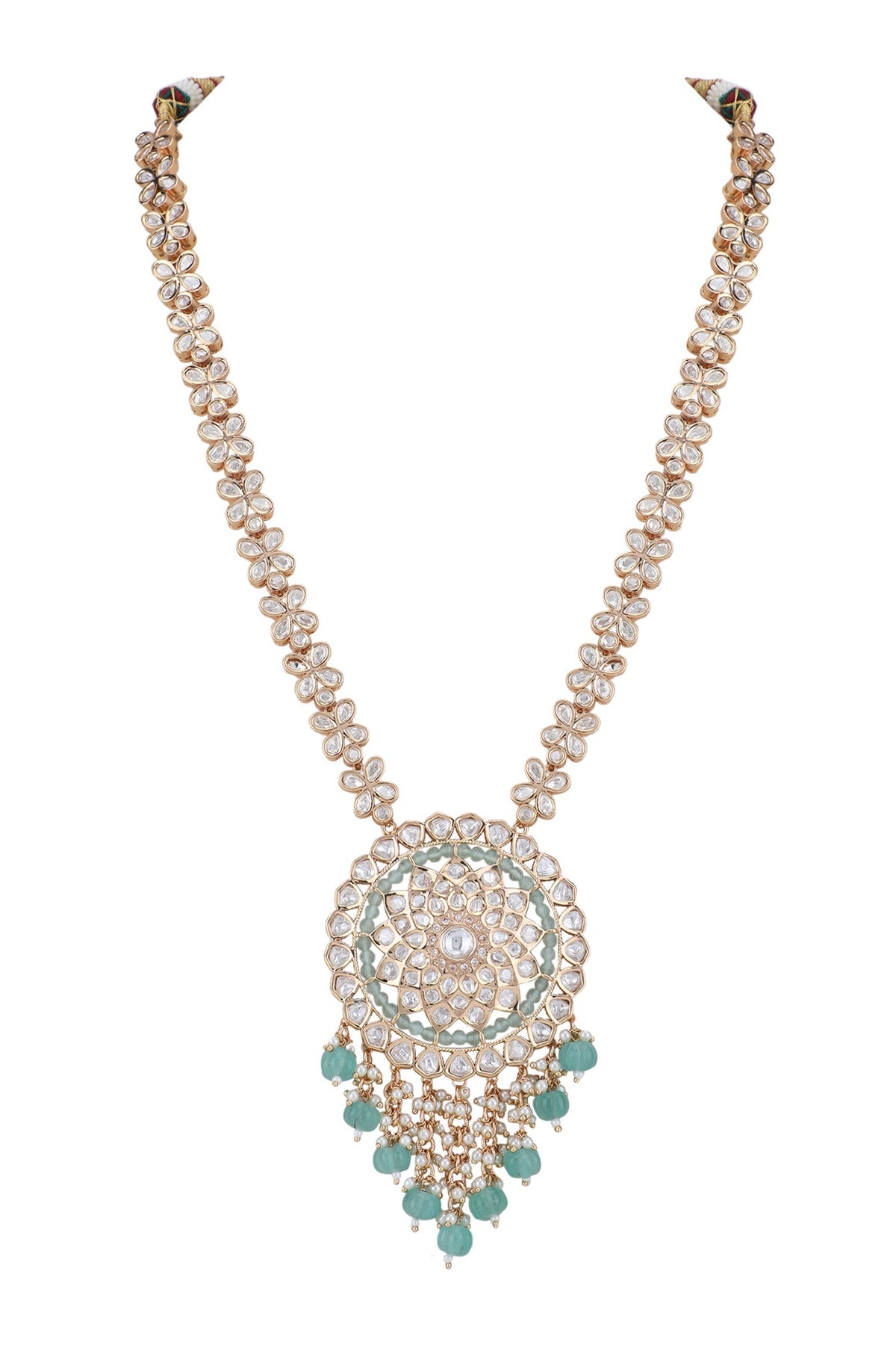 Floral Shaped Long Pendant Necklace Set 
