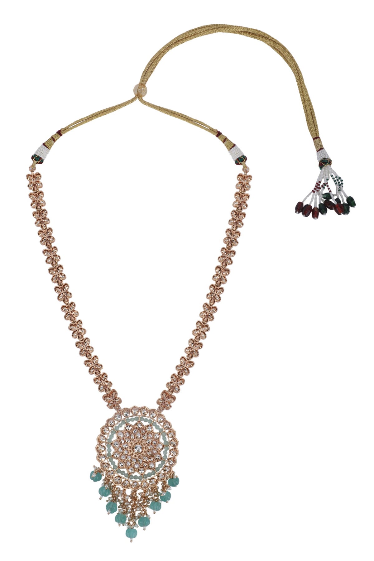 Floral Shaped Long Pendant Necklace Set 
