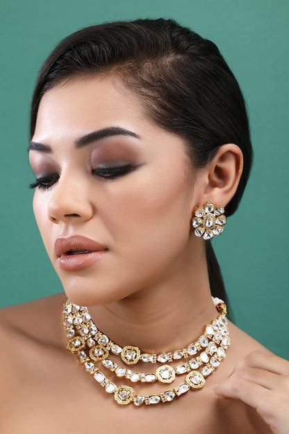 Kundan Embellished Layered Necklace Set 