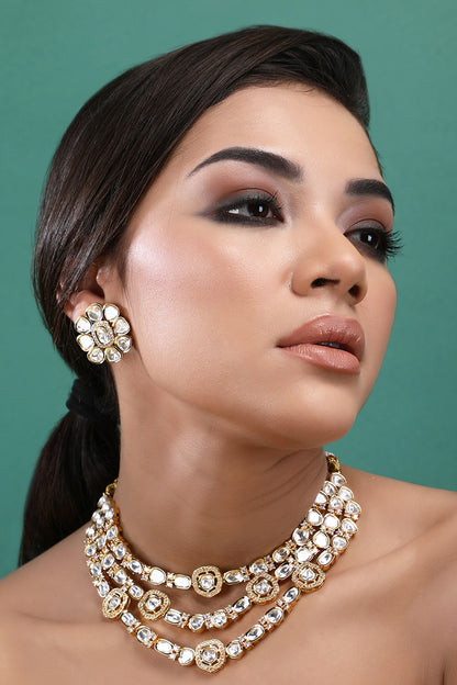 Kundan Embellished Layered Necklace Set 