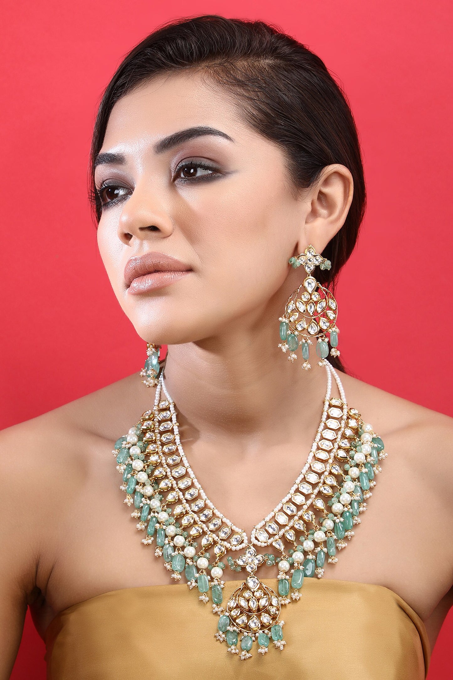 Kundan Studded Layered Necklace Set 
