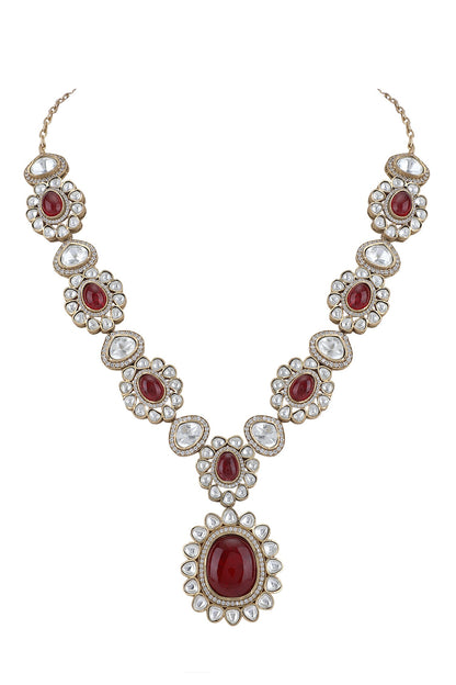 Stone Studded Pendant Necklace Set 
