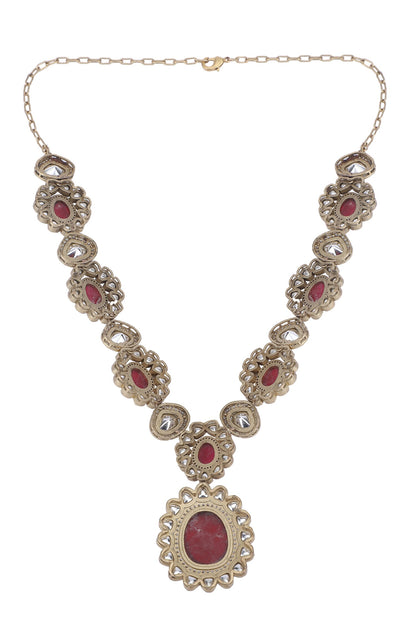 Stone Studded Pendant Necklace Set 